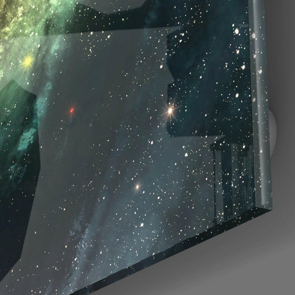 Space Yellow Infinity Glass Wall Art.