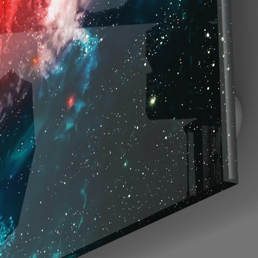 Space Red Infinity Glass Wall Art.