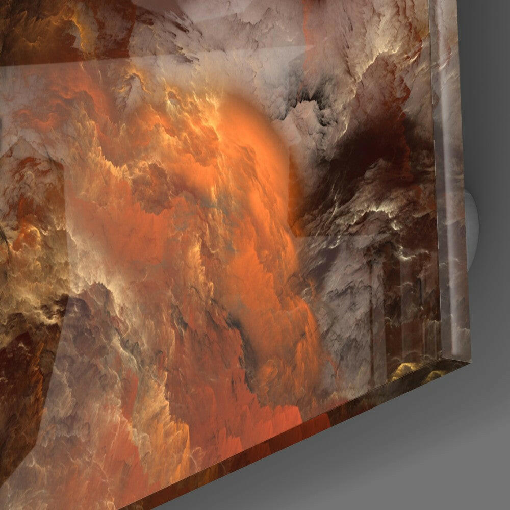 Golden Chaos Abstract Glass Wall Art.