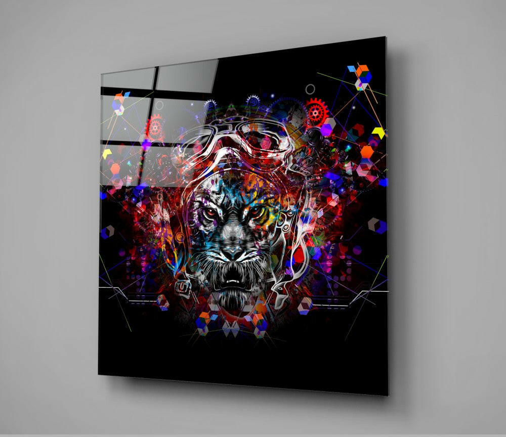 Mechanical Tiger Glass Wall Art.