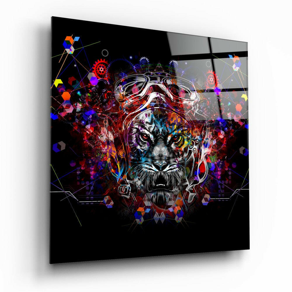 Mechanical Tiger Glass Wall Art.