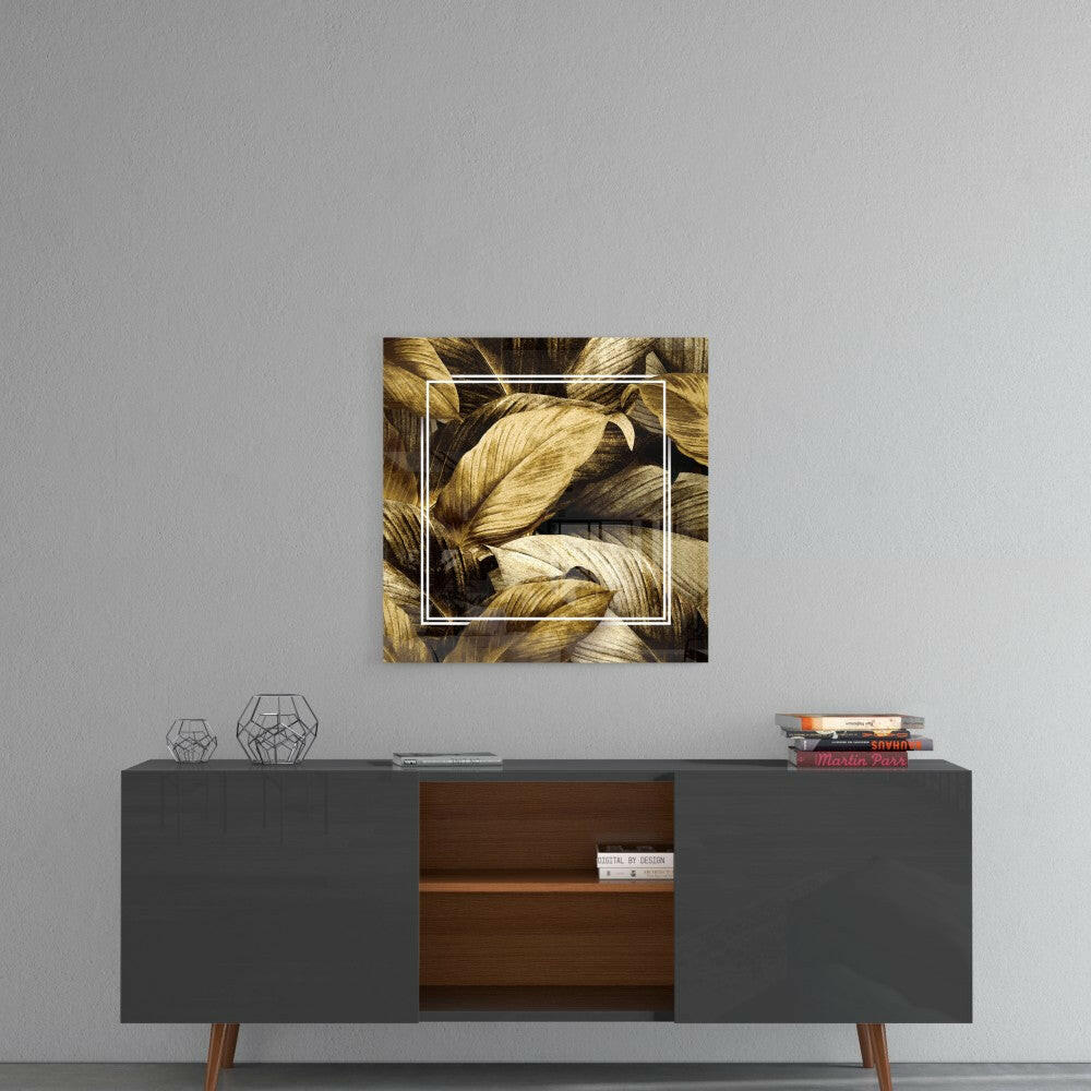 Gold Leaf Glass Wall Art.