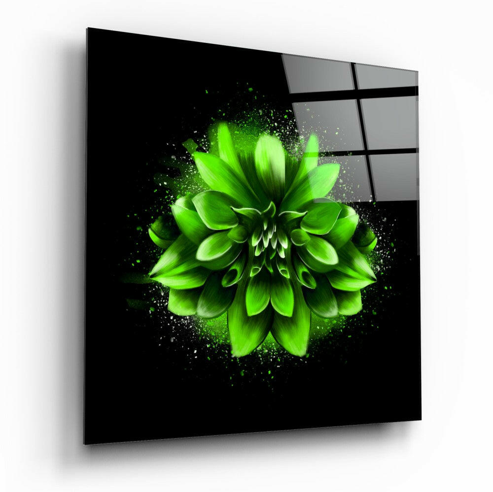 Green Lotus Glass Wall Art.