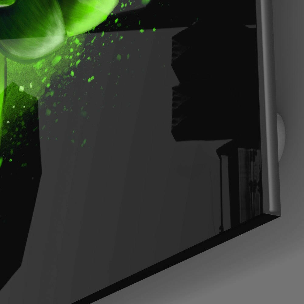 Green Lotus Glass Wall Art.