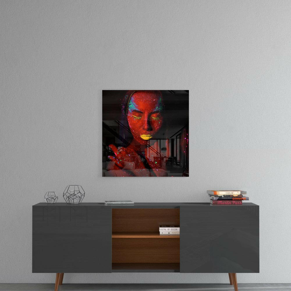 Ruby Woman Glass Wall Art.