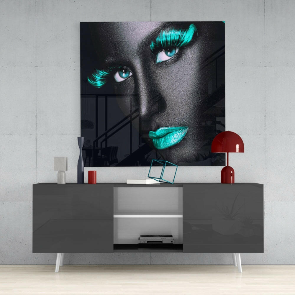 Blue Lashes Glass Wall Art.
