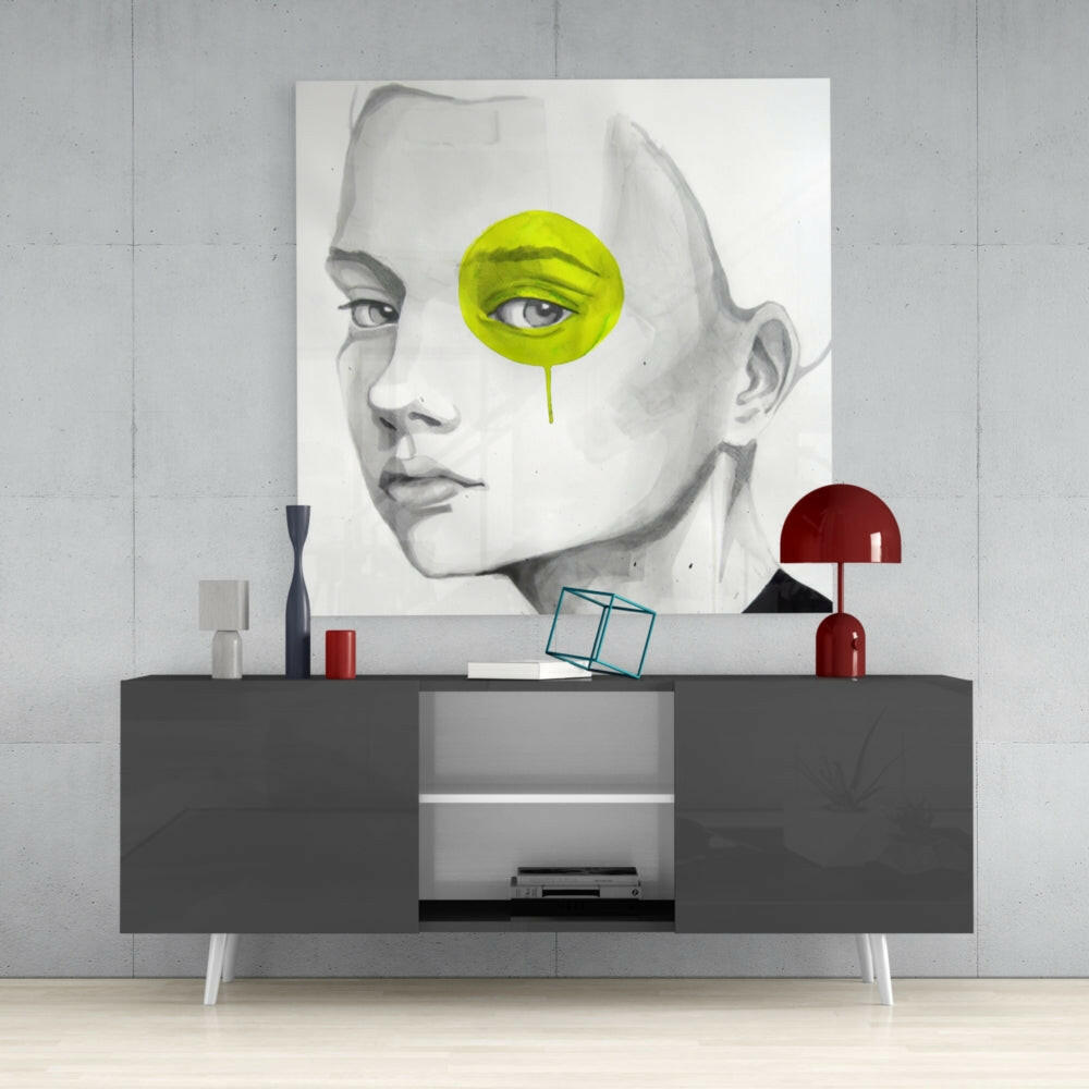 Yellow Look Glass Wall Art.