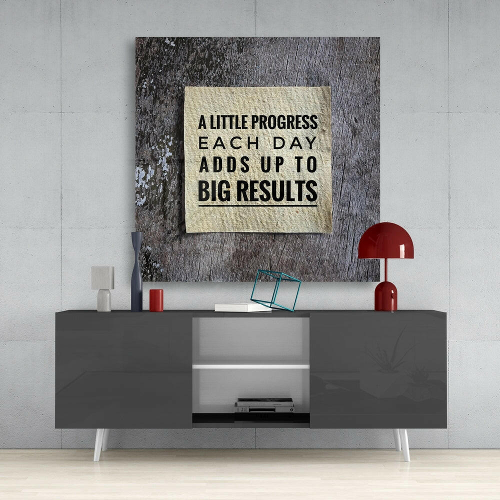 “Big Results” Glass Wall Art.