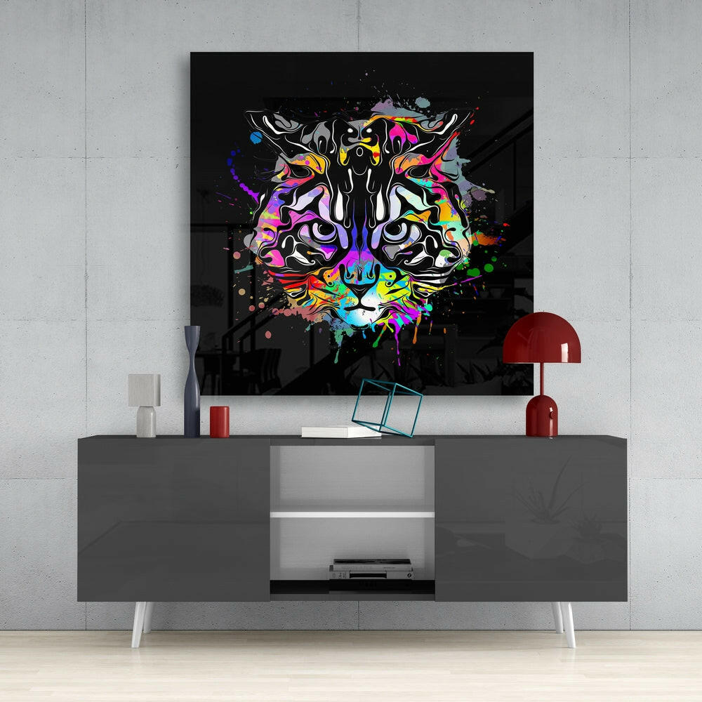 Cat Art Glass Wall Art.
