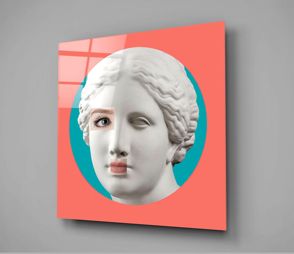 Female Face Sculpture Glass Wall Art.