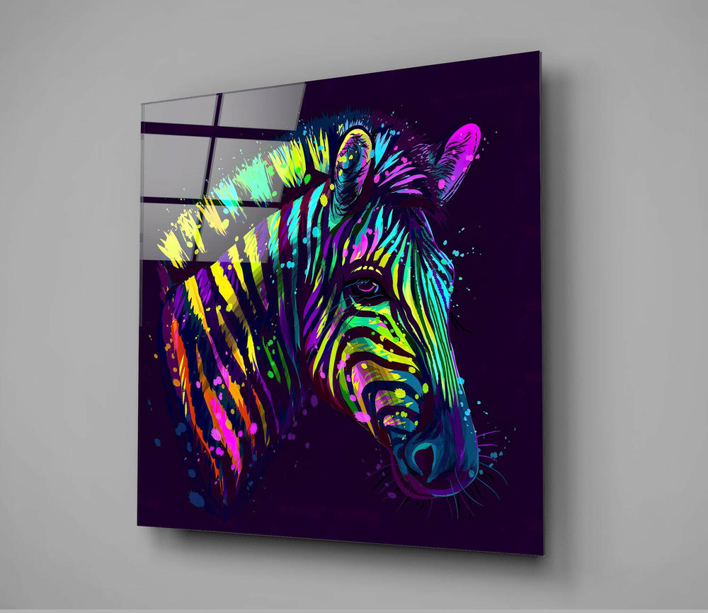 Colorful Zebra Glass Wall Art.