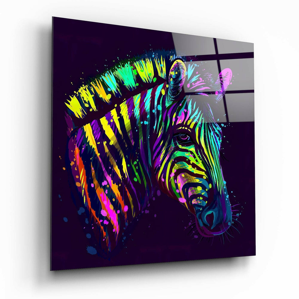 Colorful Zebra Glass Wall Art.