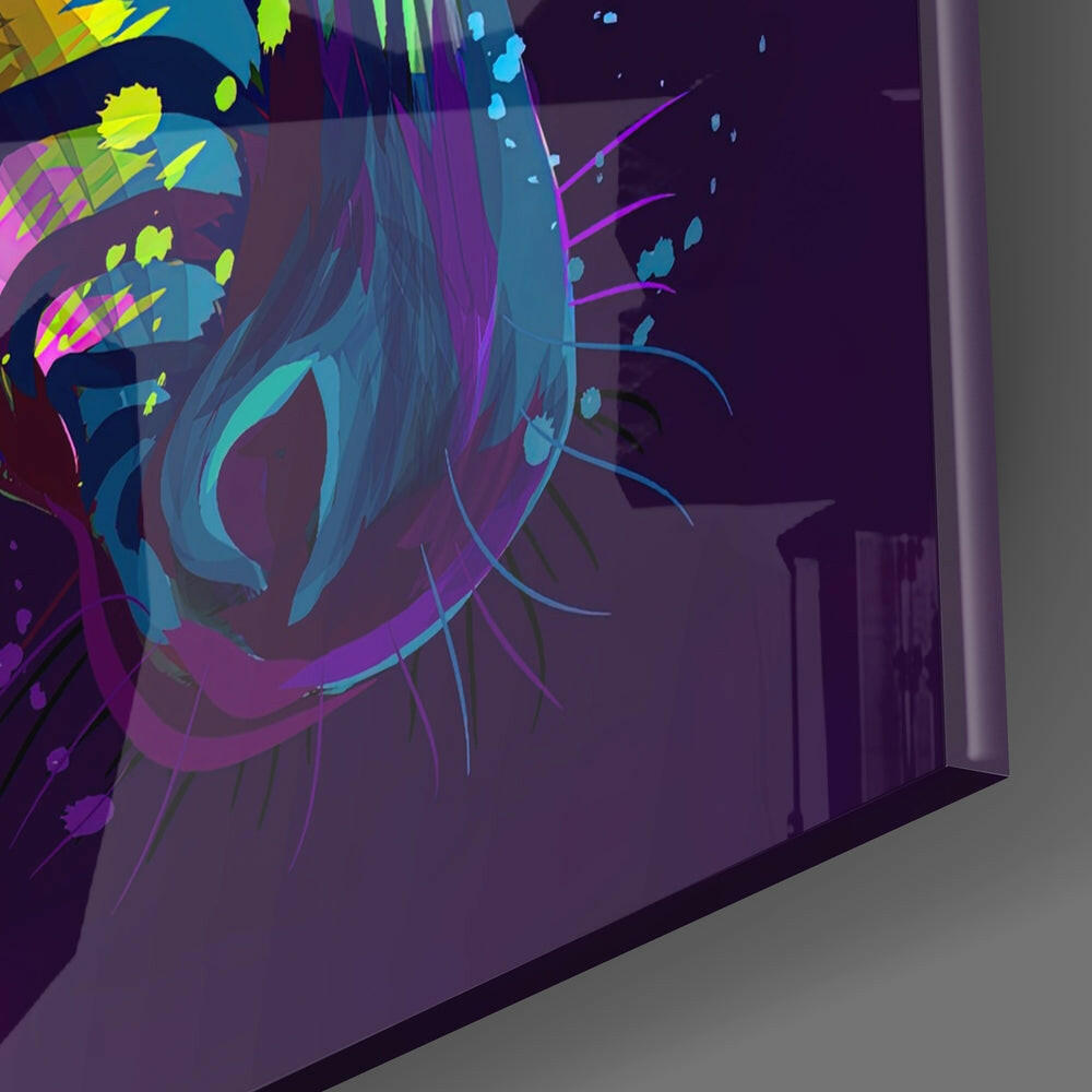 Colorful Zebra Glass Wall Art.