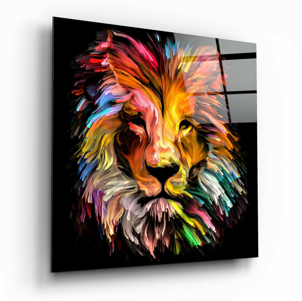 Yellow Lion Glass Wall Art.