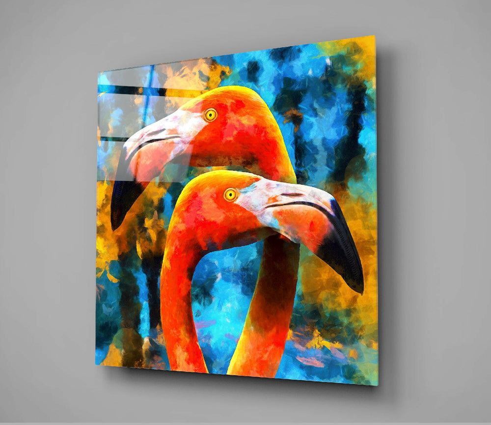 Flamingos Glass Wall Art.
