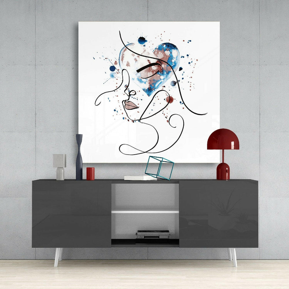Face of Lines Glass Wall Art.