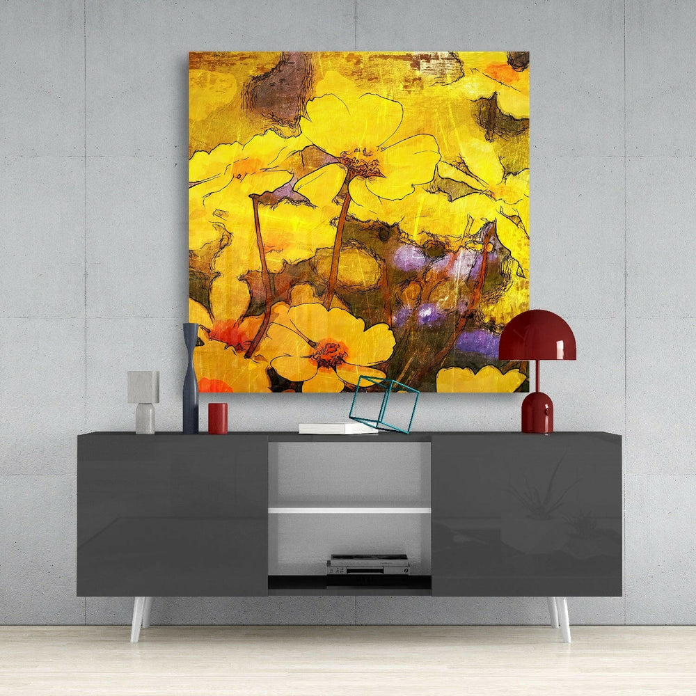 Flowers Glass Wall Art.