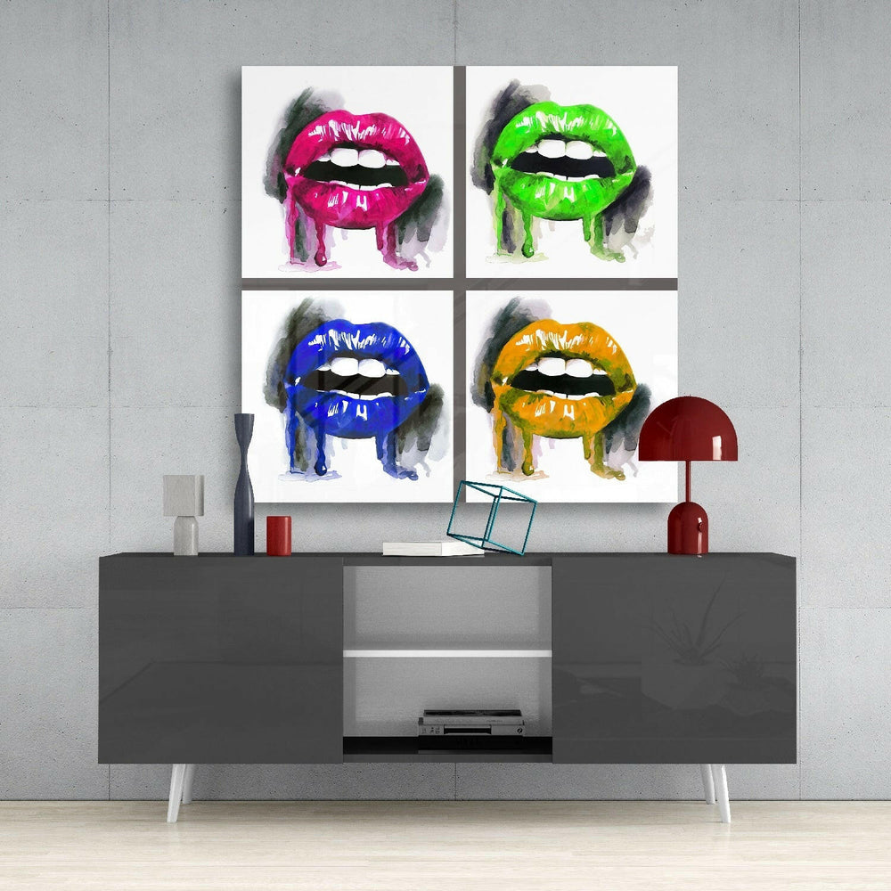 Colored Lips Glass Wall Art.