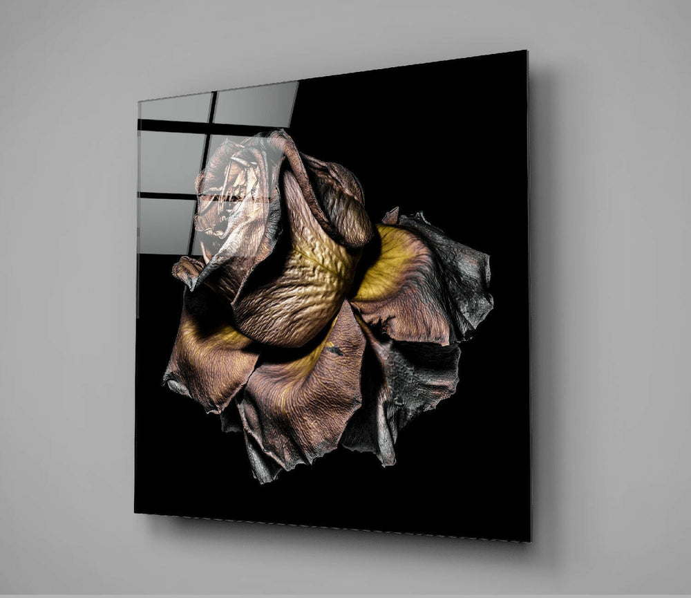 Dried Rose Glass Wall Art.