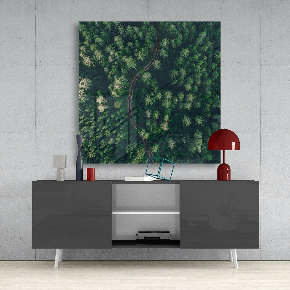 Forest Road Glass Wall Art.