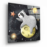 Laziness on the Moon Glass Wall Art | Insigne Art Design.
