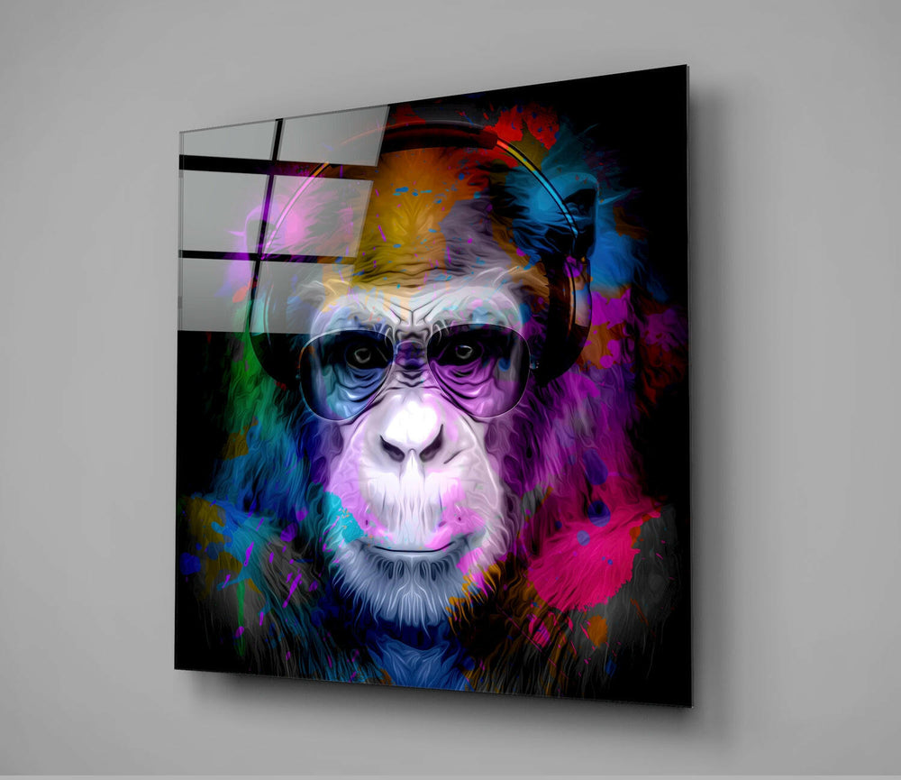 Intellectual Monkey Glass Wall Art | Insigne Art Design.