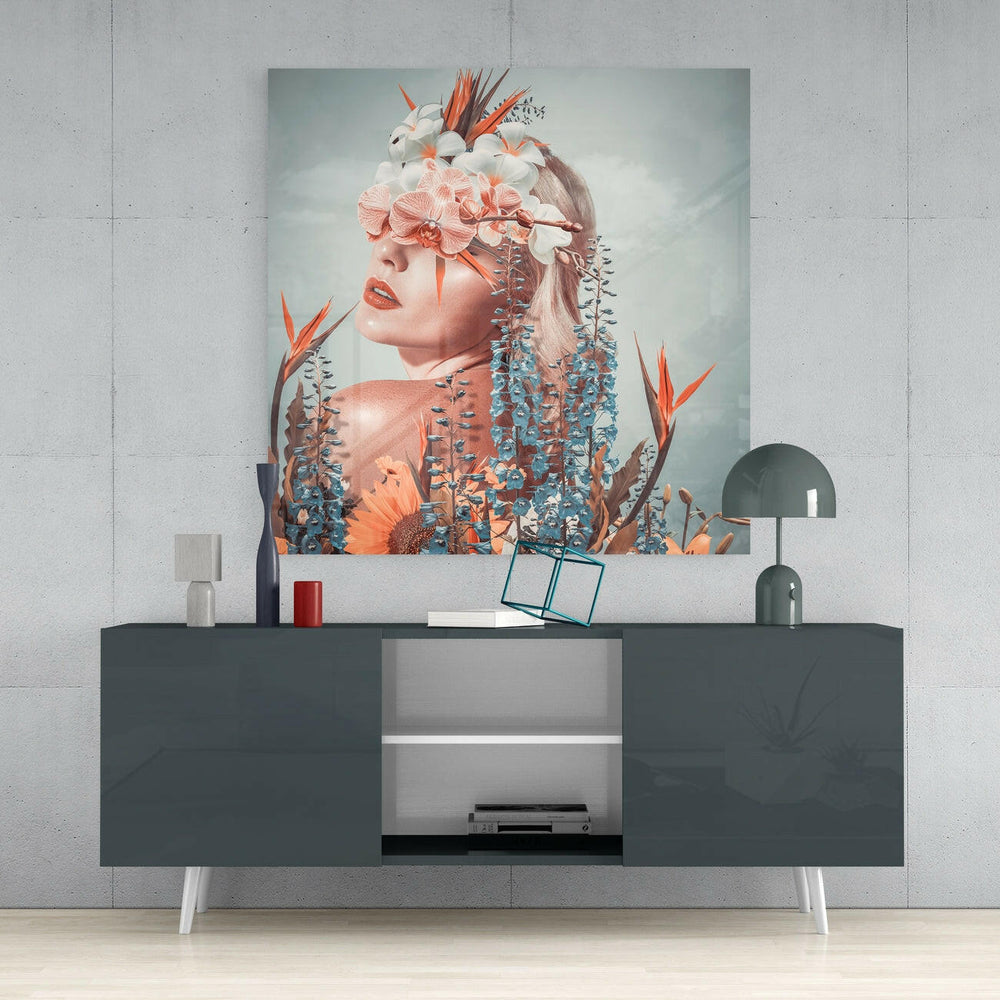 In The Flowers Glass Wall Art | Insigne Art Design.