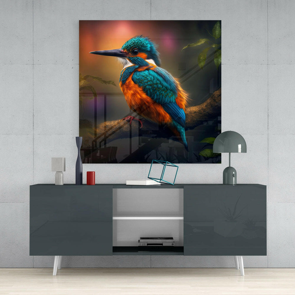 Kingfisher Glass Wall Art || Designer Collection | Insigne Art Design.