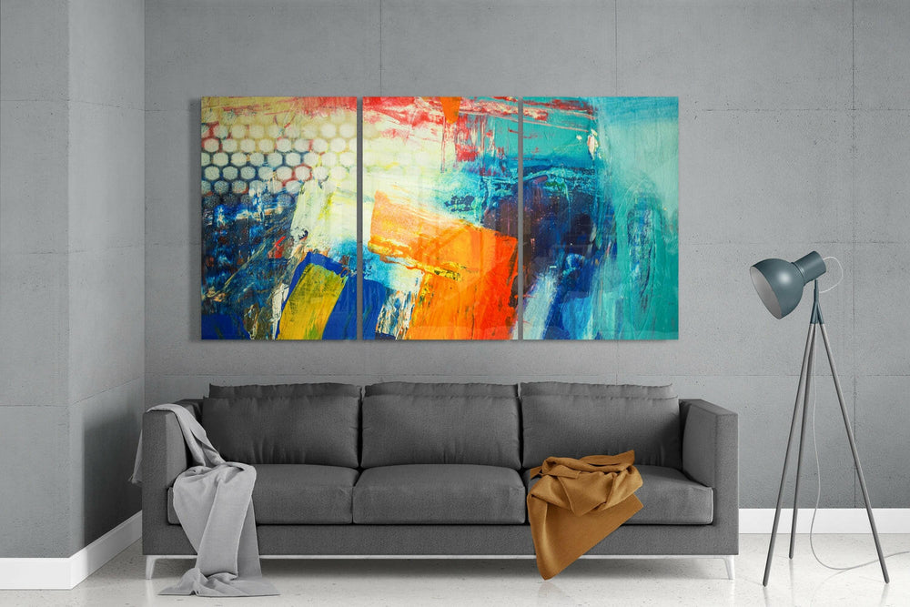 Colorful Brush Strokes Mega Glass Wall Art.