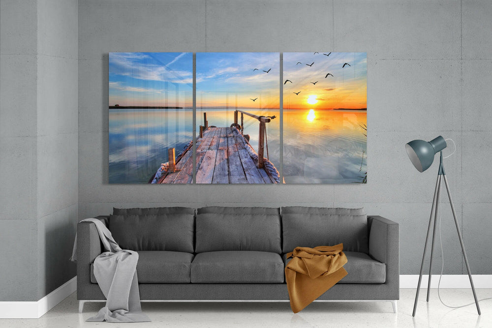 Sunset on the Beach Mega Glass Wall Art.