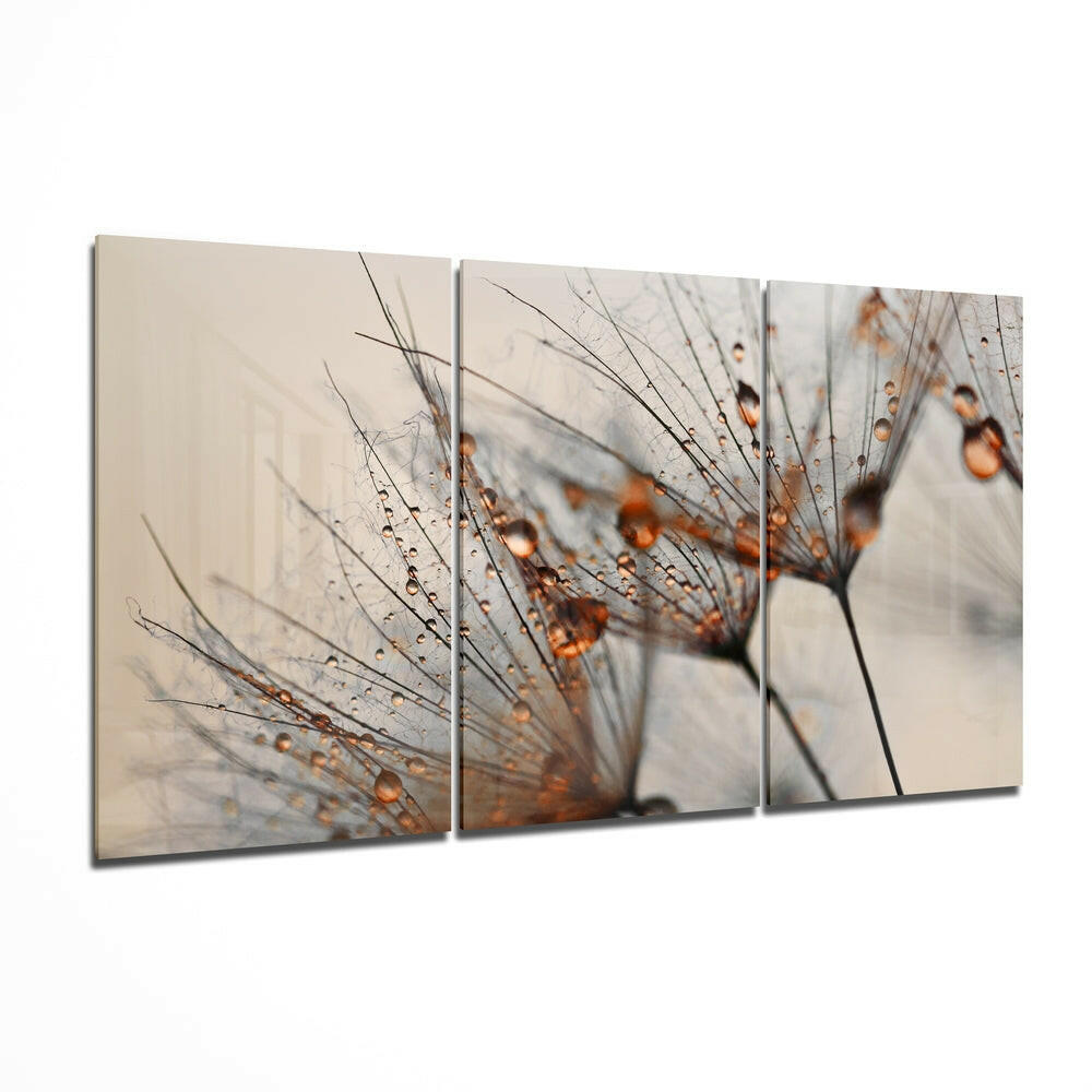 Cinnamon Dandelion Glass Wall Art.