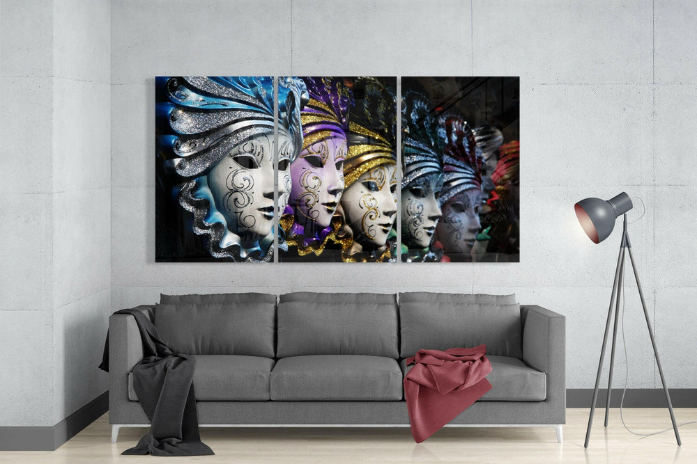 Venetian Masks Mega Glass Wall Art.