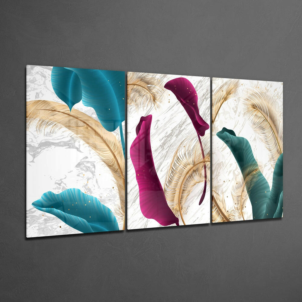 Soft Leaves Glass Wall Art.