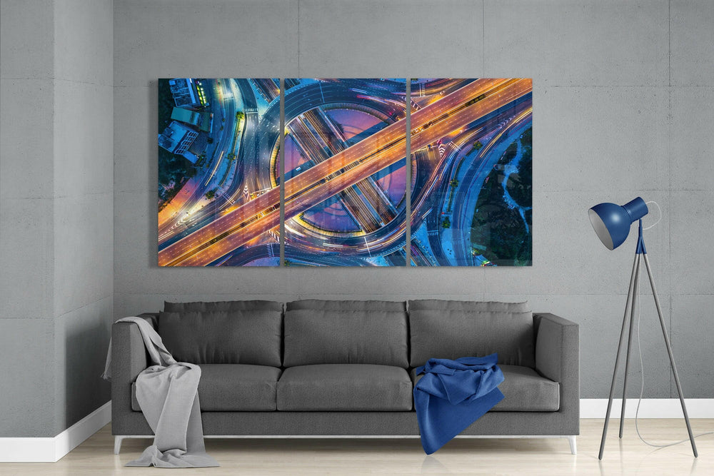 Cosmopolitan Roads Glass Wall Art.