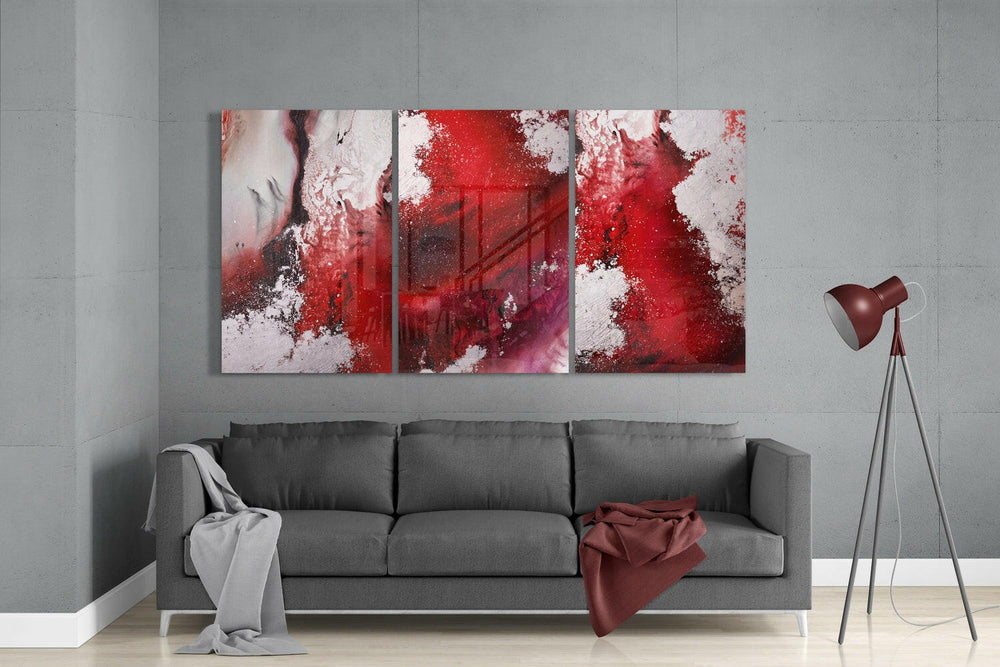 Abstract Red Glass Wall Art.