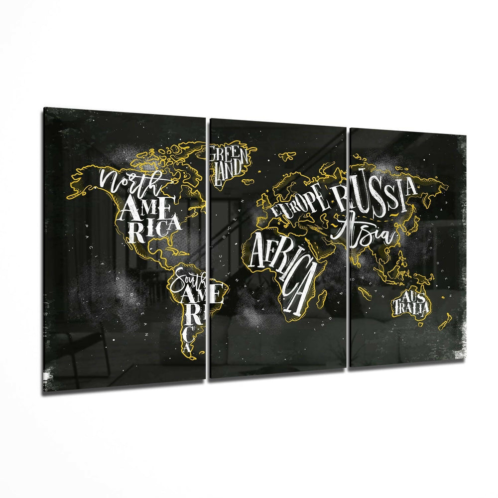 World Map Glass Wall Art.