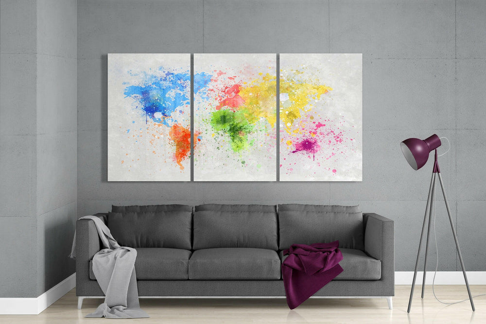 World Map Glass Wall Art.