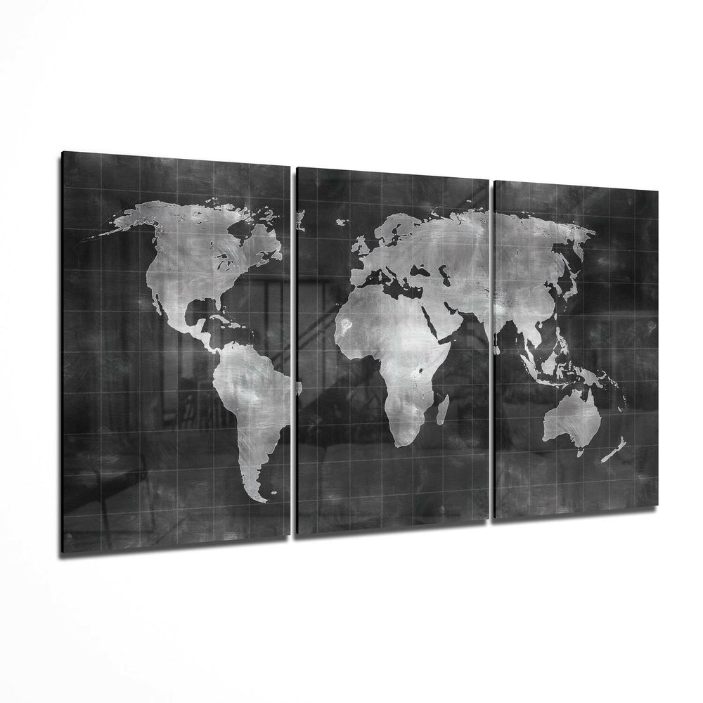World Map Glass Wall Art.