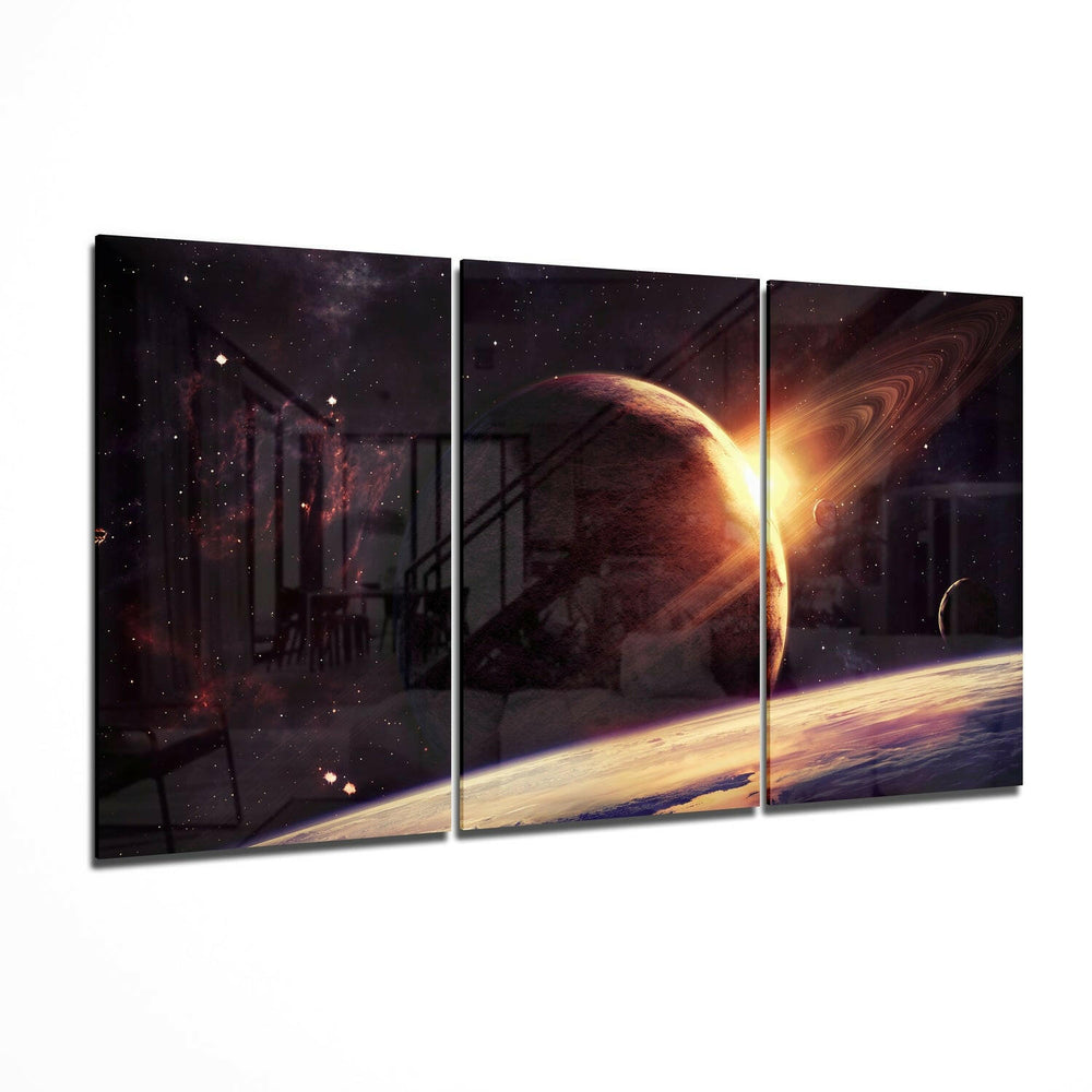 Saturn Glass Wall Art.