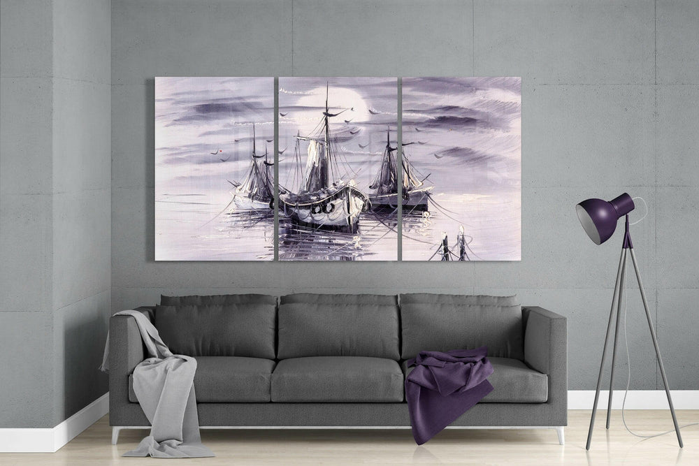 Boats Glass Wall Art.