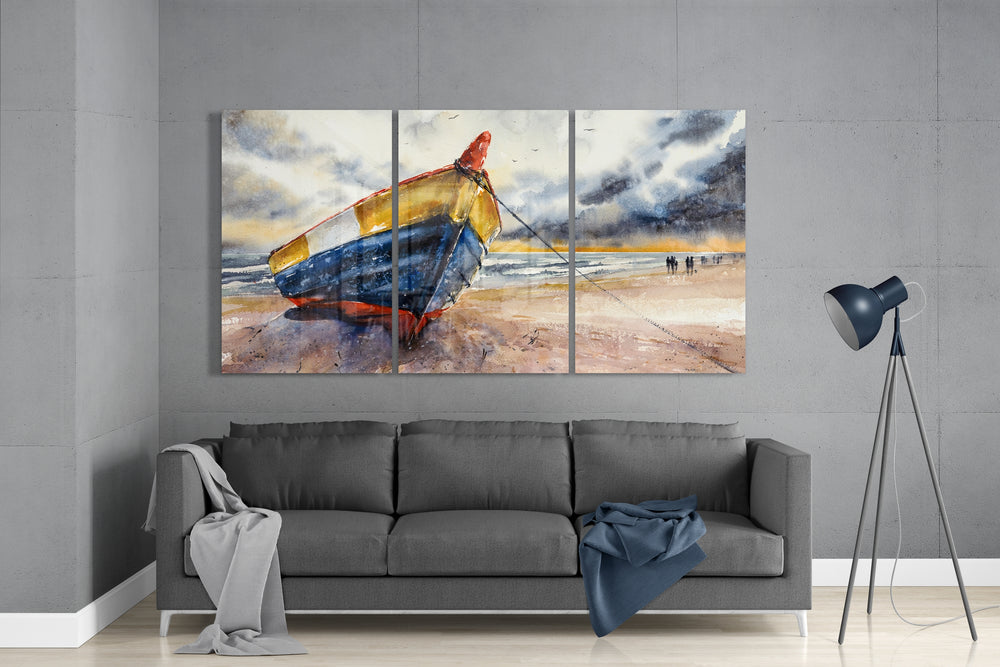 Abandoned Boat Mega Glass Wall Art.