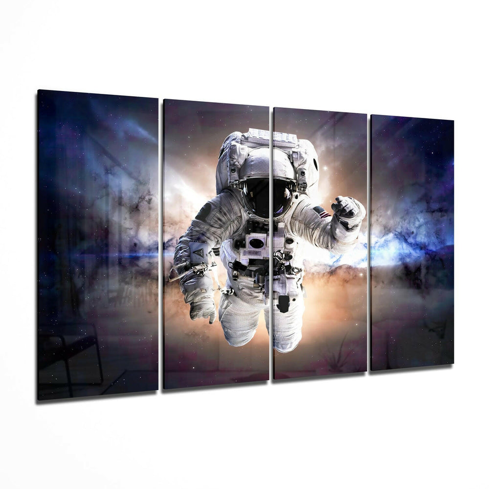 Astronaut 4 Pieces Mega Glass Wall Art (59"x36") | Insigne Art Design.