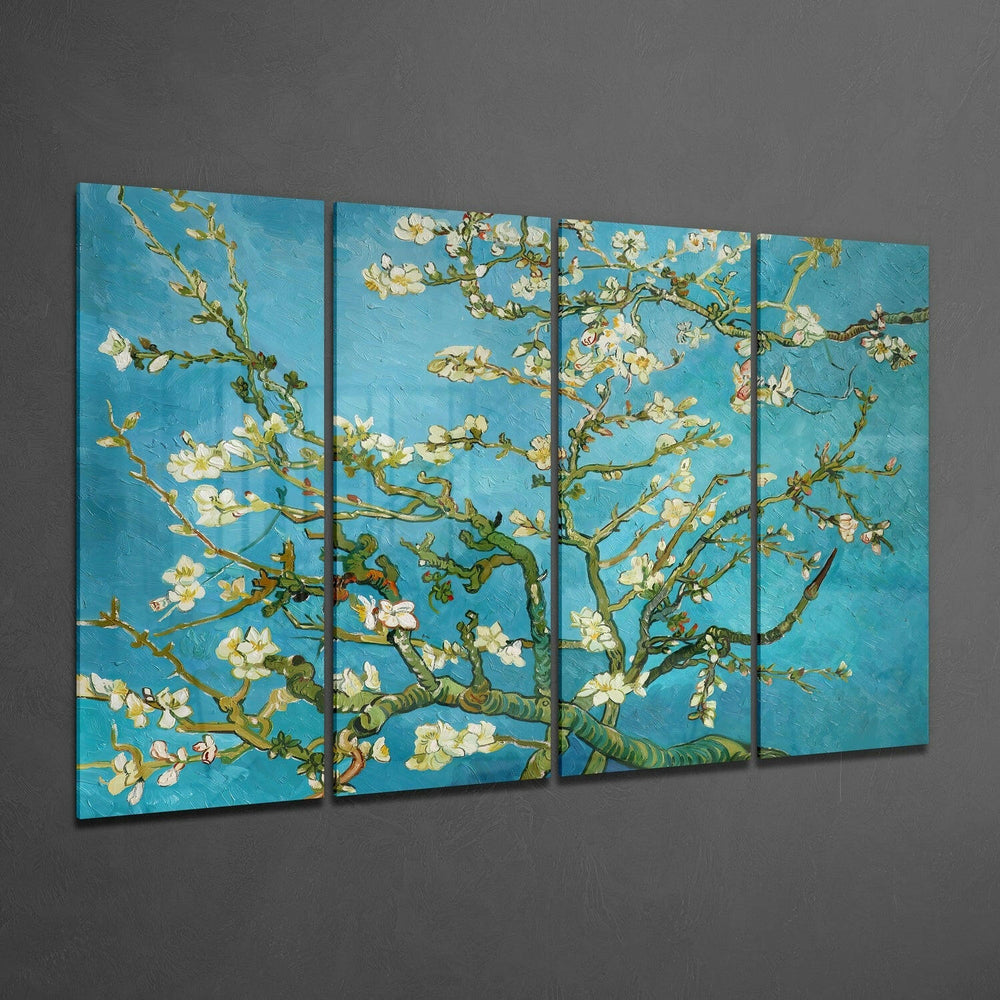 Sakura 4 Pieces Mega Glass Wall Art (59"x36") | Insigne Art Design.