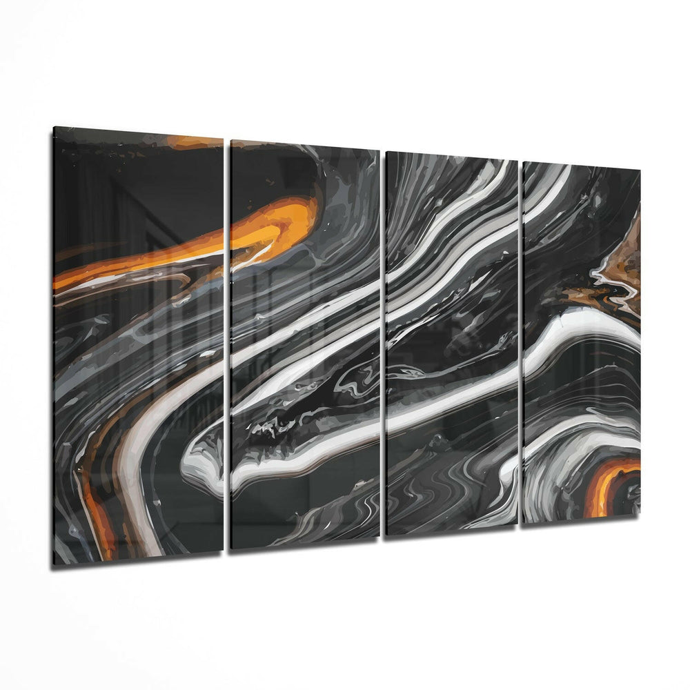 Marble Lava 4 Pieces Mega Glass Wall Art (59"x36") | Insigne Art Design.