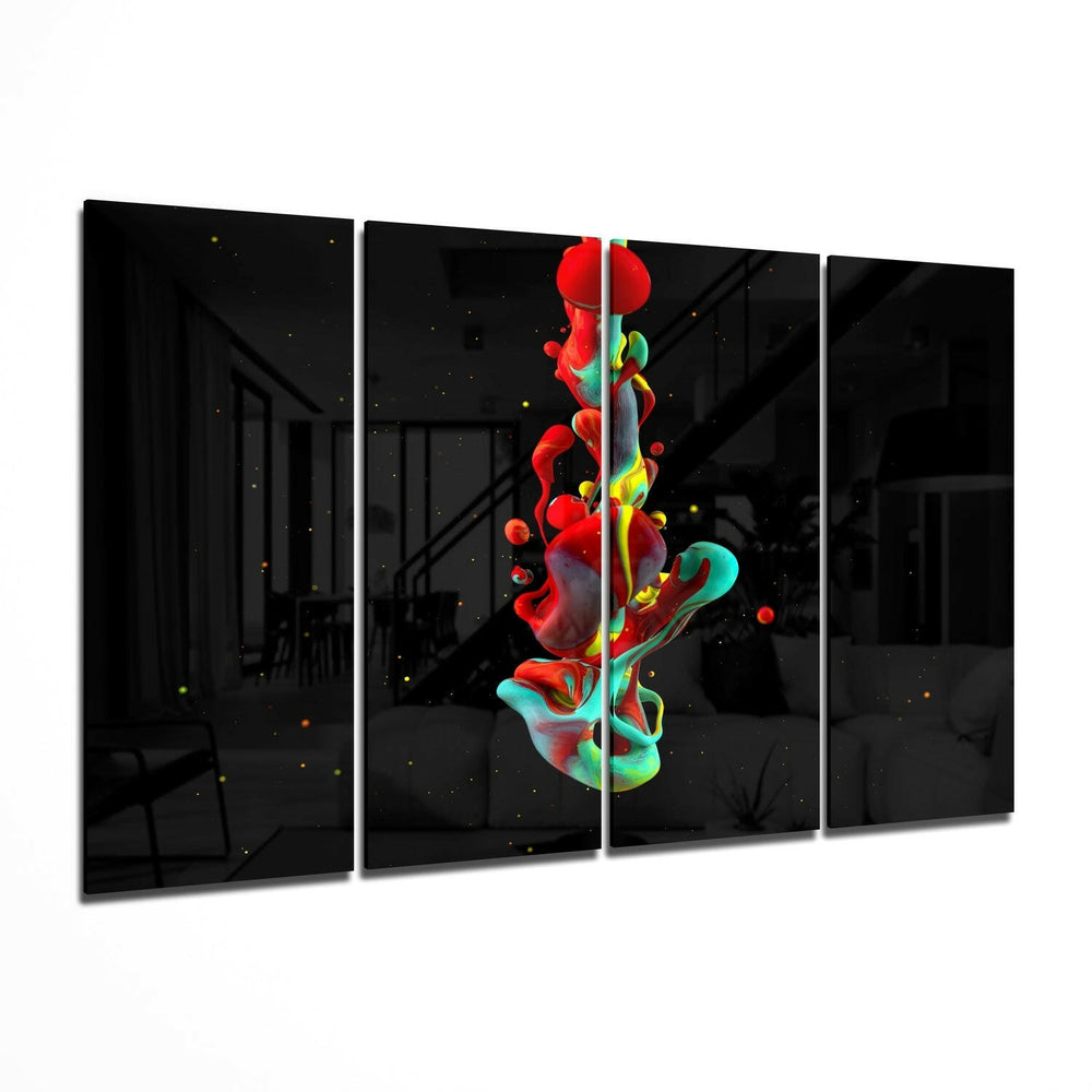Color Mix 4 Pieces Mega Glass Wall Art (59"x36") | Insigne Art Design.