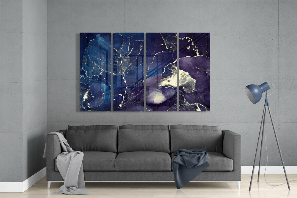 Marble 4 Pieces Mega Glass Wall Art (59"x36") | Insigne Art Design.