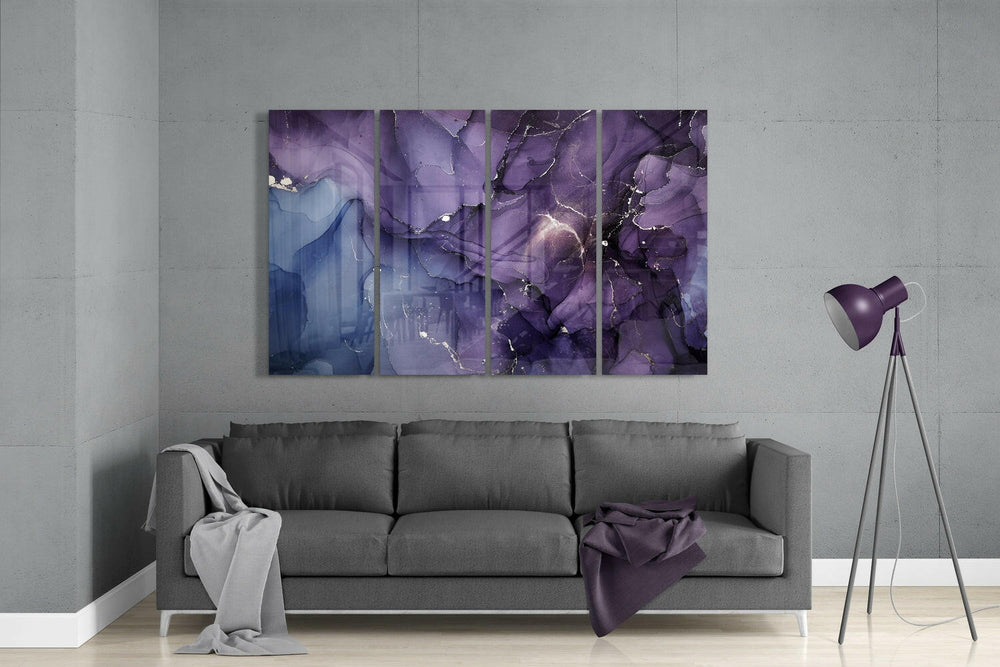 Marble 4 Pieces Mega Glass Wall Art (59"x36") | Insigne Art Design.