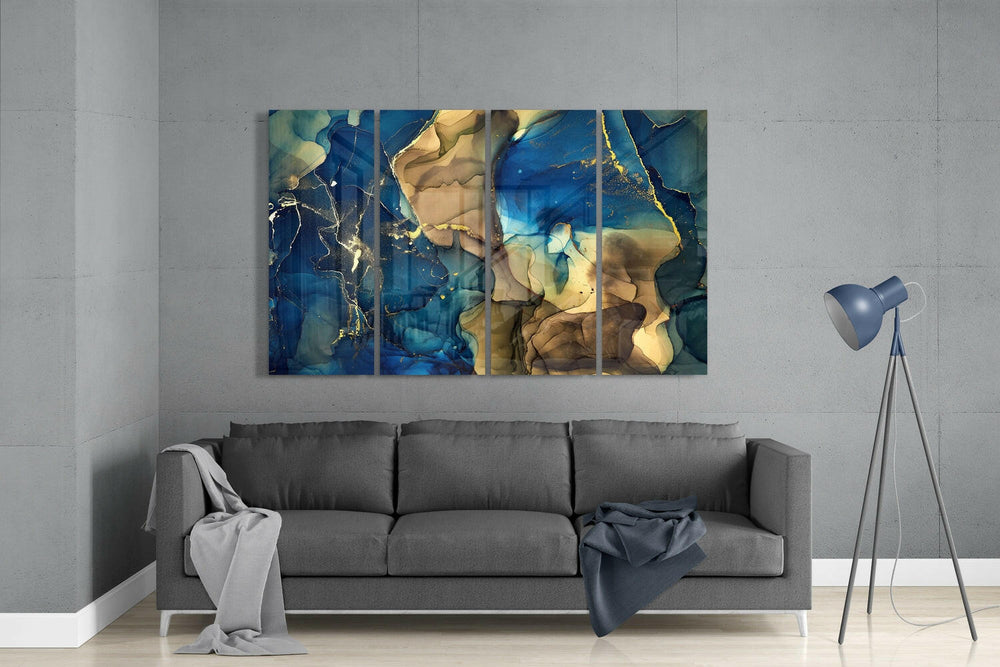 Marble 4 Pieces Mega Glass Wall Art (59"x36") | Insigne Art Design.