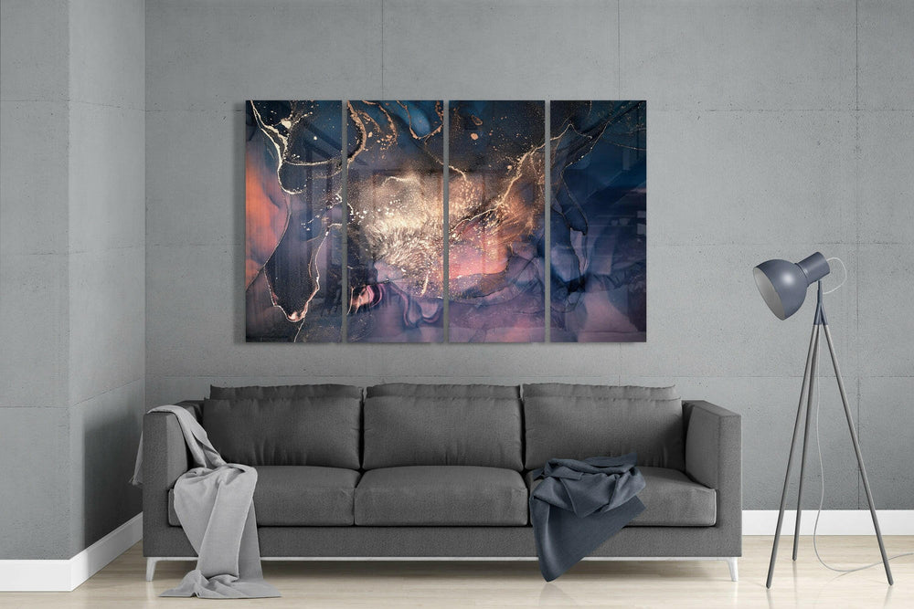 Marble 4 Pieces Mega Glass Wall Art (59"x36") | Insigne Art Design.