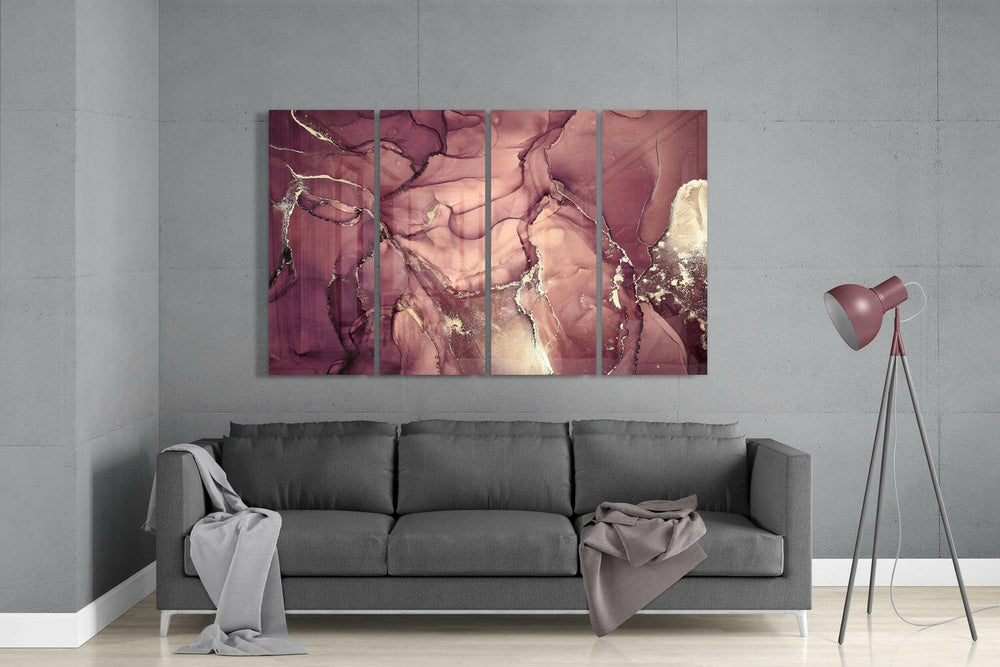 Marble 4 Pieces Mega Glass Wall Art (59"x36") | Insigne Art Design.